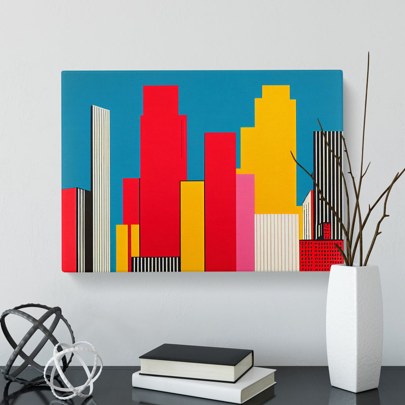 XXX-H1022-WF-7869X Skyscraper Skyline Pop - Wrapped Canvas Print, 35cm H x 50cm W x 3cm D