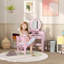 Ensemble de coiffeuse Harriet Bee Kids, coiffeuse pour enfants avec miroir, table de maquillage pour enfants avec tabouret et tiroirs de rangement, pour les enfants de 3 à 8 ans-427412022