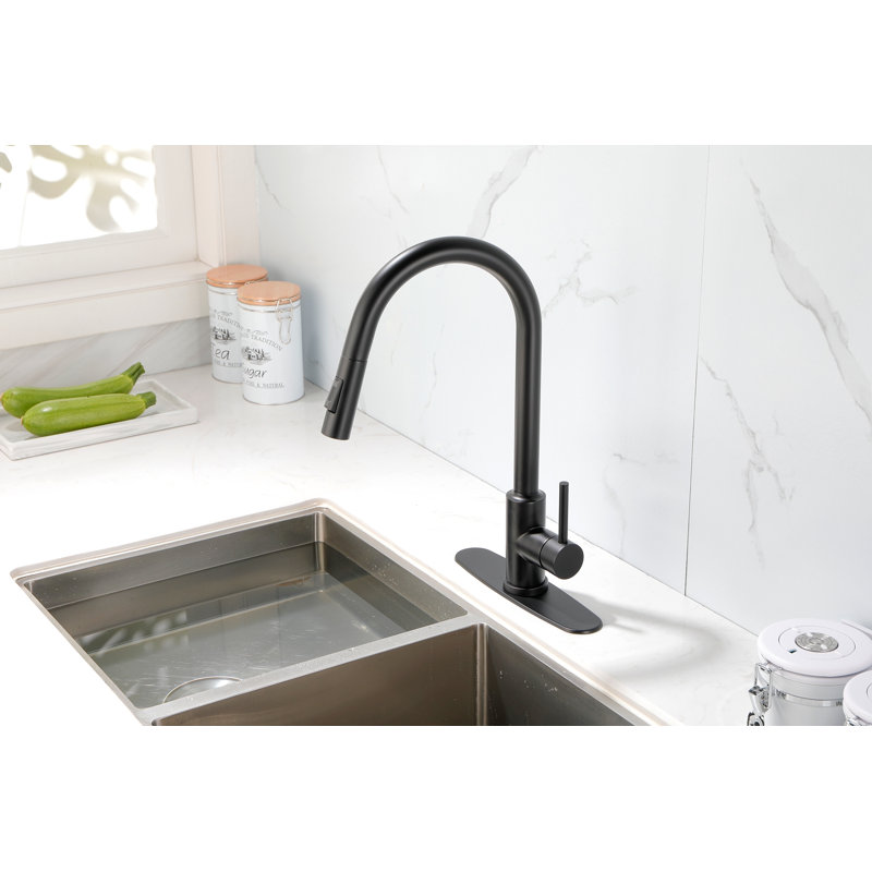 Kitchen Faucet With Pull Down Sprayer, Matt Black