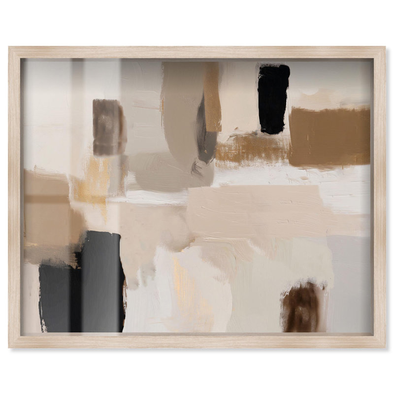 «Neutral Blocks Boho Decor Shadowbox» par Art Remedy, Crème, crème, H 21 po x l 25 po