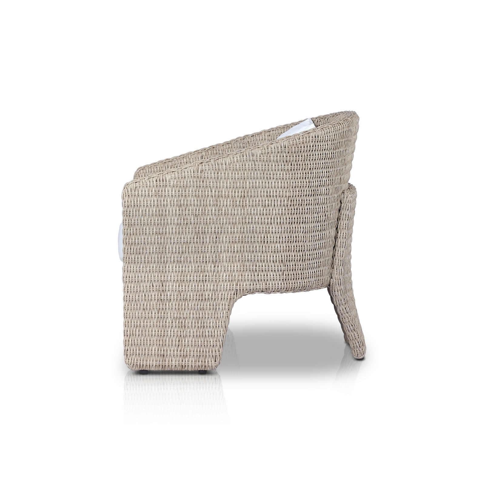 Charies Wicker Premium All-Weather Wicker Outdoor Dining Armchair with Cushion, Vintage White/WHite