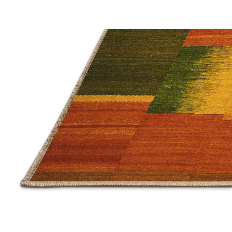 Tapis contemporains jaunes lavables à la machine 1164, Rectangle 8 pi x 10 pi