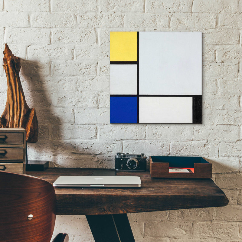 "Composition avec jaune, bleu, noir et bleu clair, 1929" par Piet Mondrian, H 12 po x l 12 po x P 0,13 po
