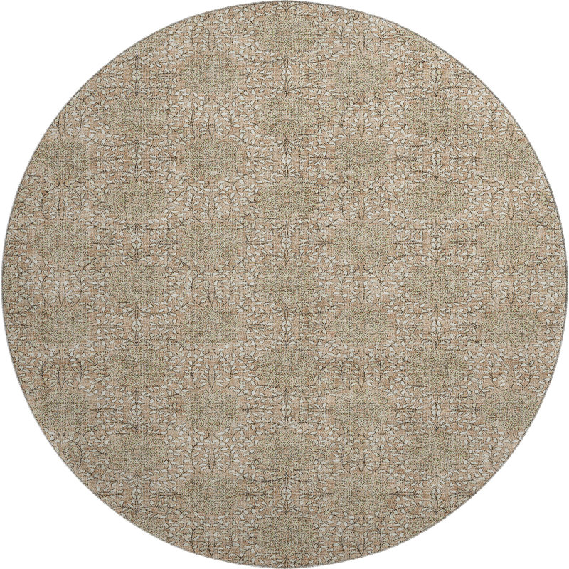 Premium Machine Washable Crestover AMF1856 Damask Rug, Round 8'
