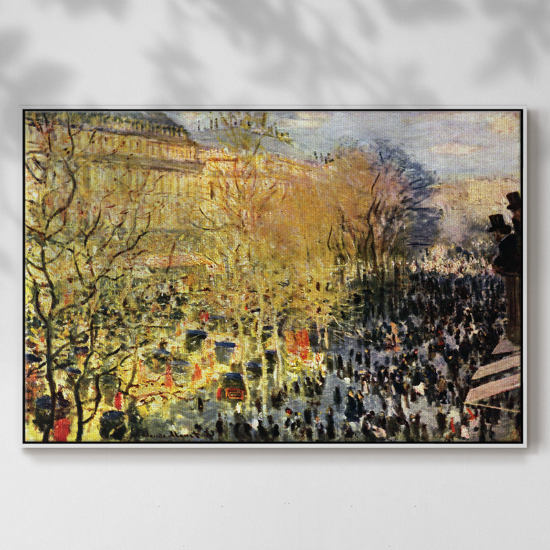 "Boulevard Of Capucines In Paris" par Monet, reproduction d'art sur toile, H 27 po x l 41 po x P 2 po, Blanc