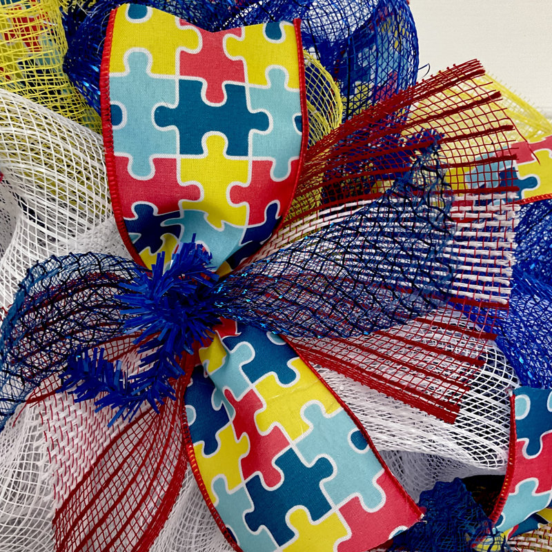 Autism Awareness Wreath with Sunflower