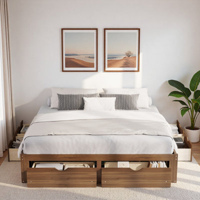 Platform Bed with 6 Storage Drawers
