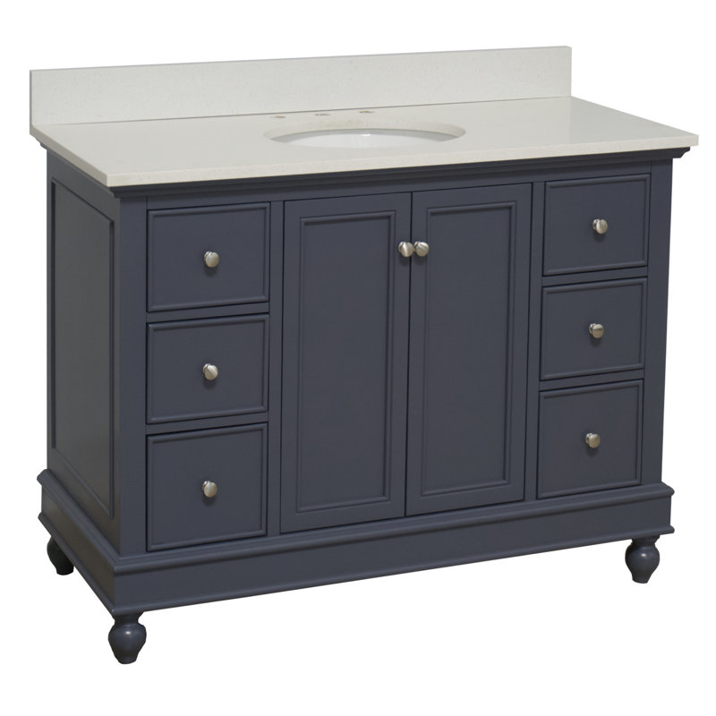 Ensemble de meuble-lavabo simple 48 po Ferdinand, Gris marine, Quartz