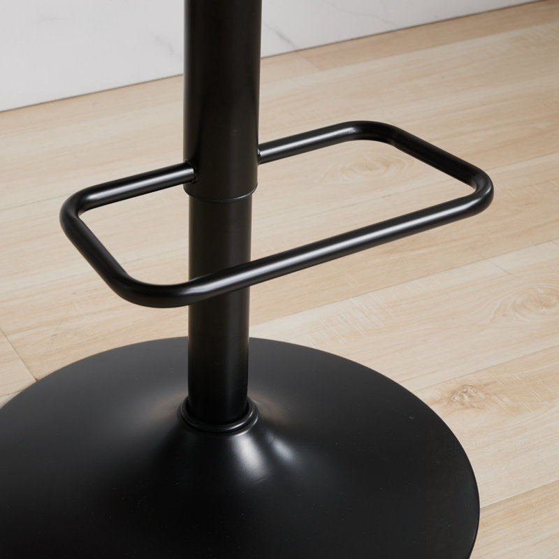 Swivel Leather Barstools With Adjustable Hight, Beige Seat/Black Frame
