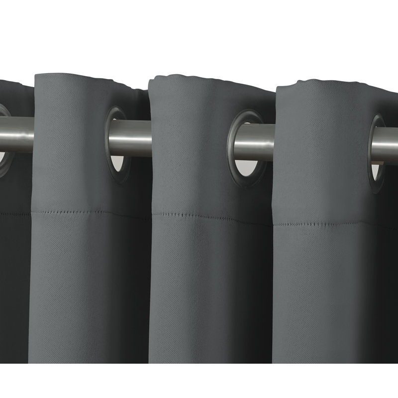  Panneau de rideau simple 1 pièce uni avec œillets, Gris anthracite, L 38 po x L 84 po