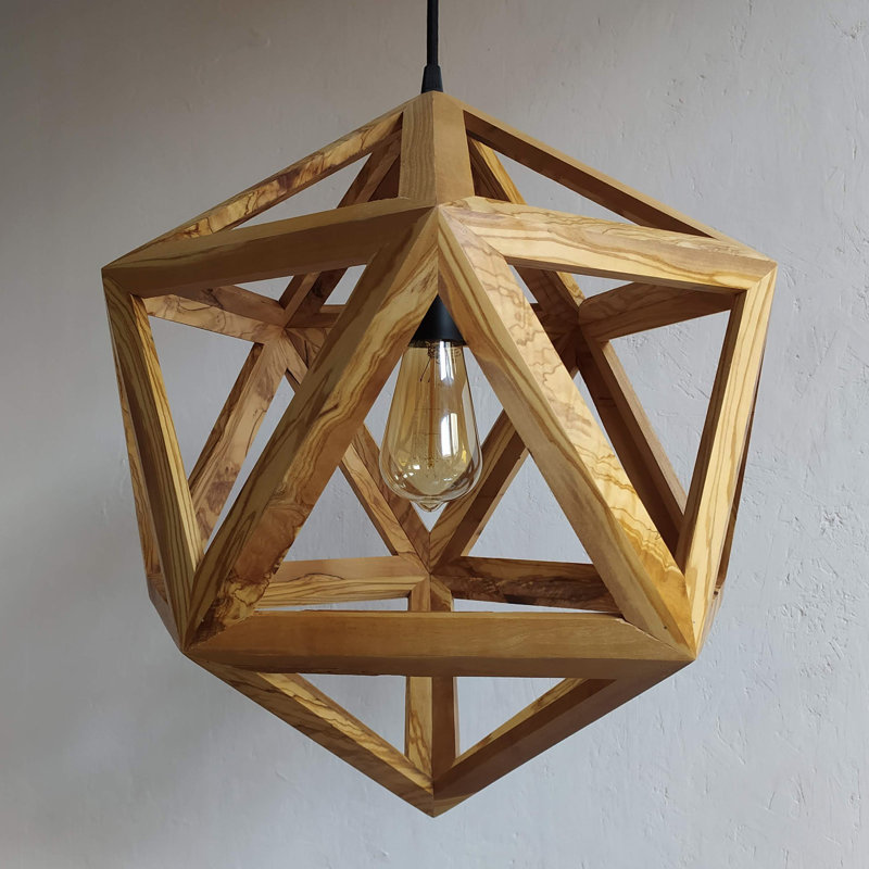 Chetek 1 - Light Oil Geometric Pendant, Natural Wood