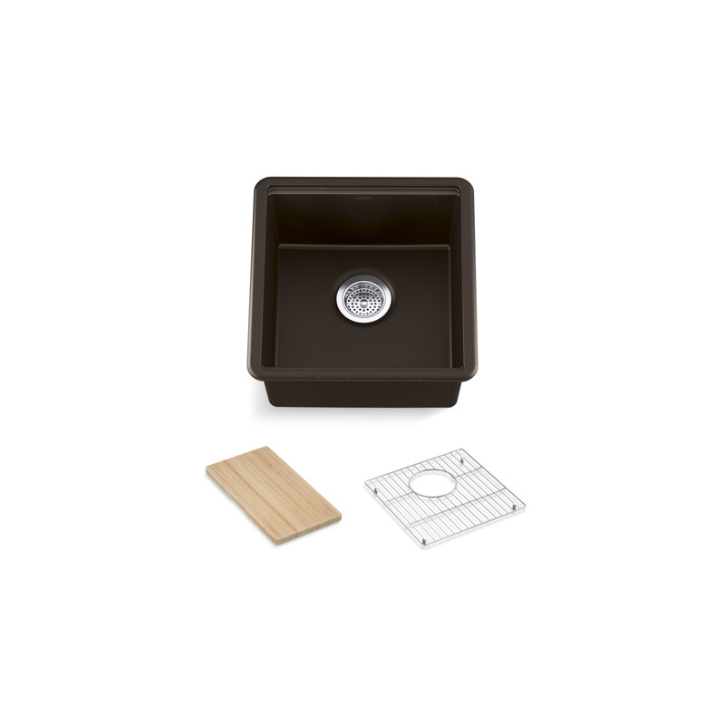 Billings Undermount Bar Sink With Accessories, Brown
