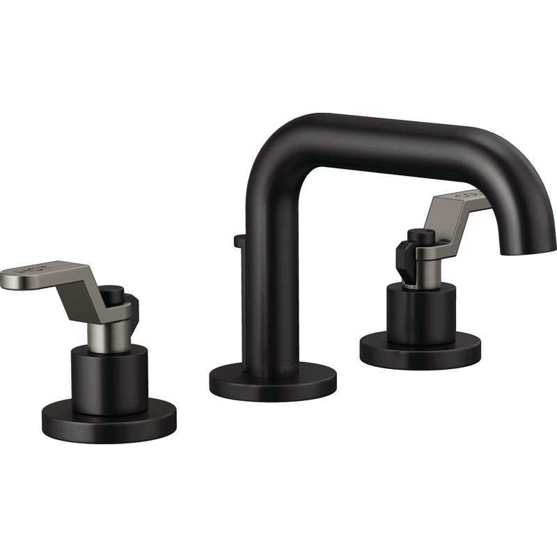 Litze® Widespread Lavatory Faucet With Low Spout, Matte Black, Industrial Lever Handle with Luxe Steel, 1.2 GPM