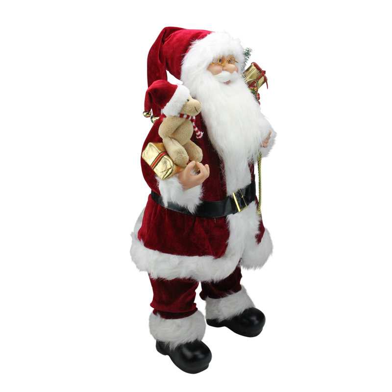 Figurine de père Noël avec sac-cadeau, H 24 po x l 12 po x P 8,5 po