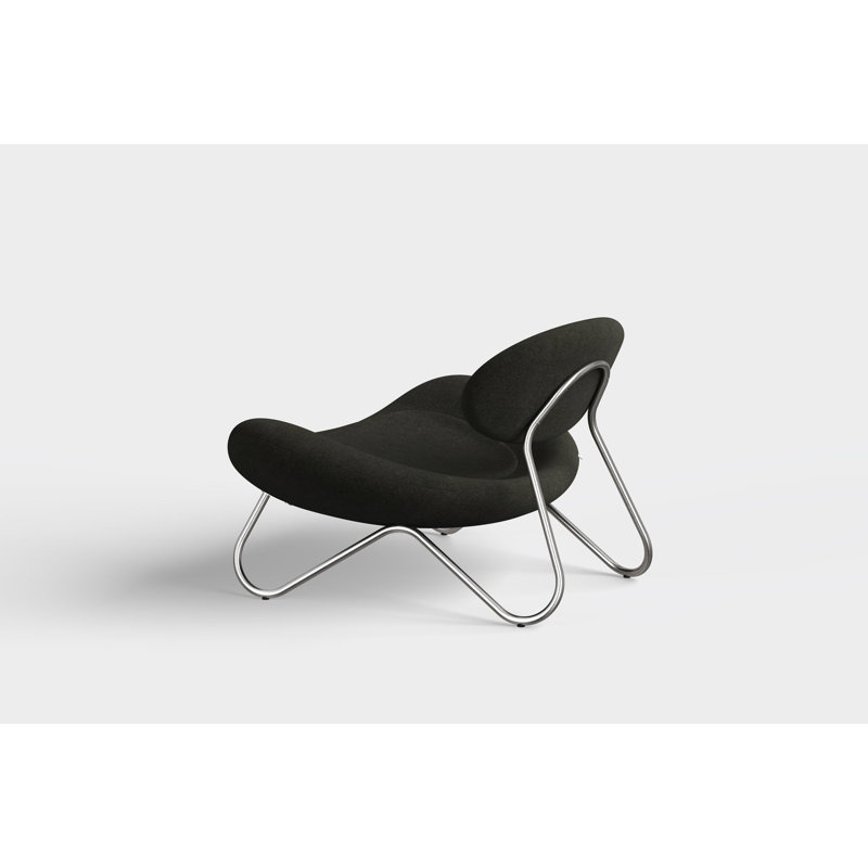 Meadow Lounge Chair, Black Painted Steel Frame, Brushed Stainless Steel, Natural Polyester Blend