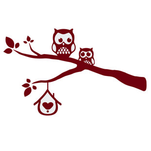 Décalcomanie murale owls sur une branche