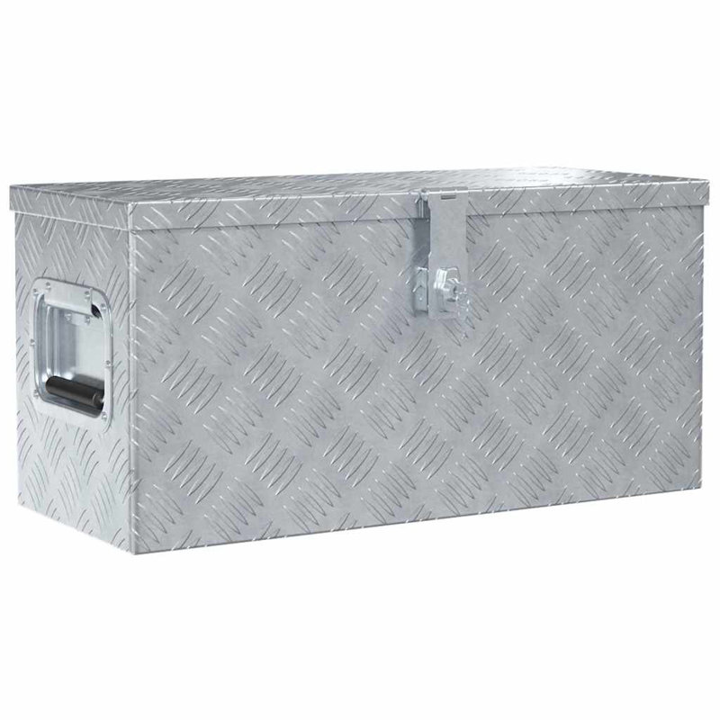 Boîte à outils Boîte de rangement extérieure avec système de verrouillage Coffre à outils en aluminium, Argent