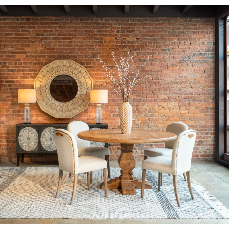 San Rafael Round Solid Wood Dining Table, 30" H x 48" W x 48" D, Brown