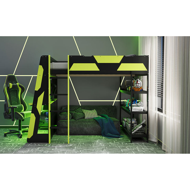 Lits en bois peu encombrants avec rangement multifonctionnel, style de jeu moderne pour la maison