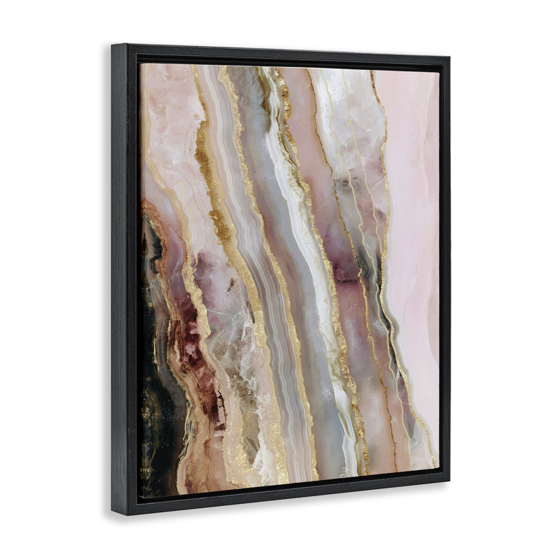 Cadre flottant pastel Misty Gem Geode, design par Svetlana Aleynikova, H 21 po x l 17 po, Cadre flottant noir de jais