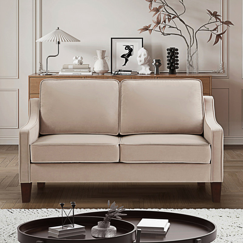 Causeuse moderne avec petit canapé rembourré, Taupe