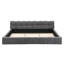 Lit tapissier élégant en chenille beige avec motif damier-1696049837-1696049827