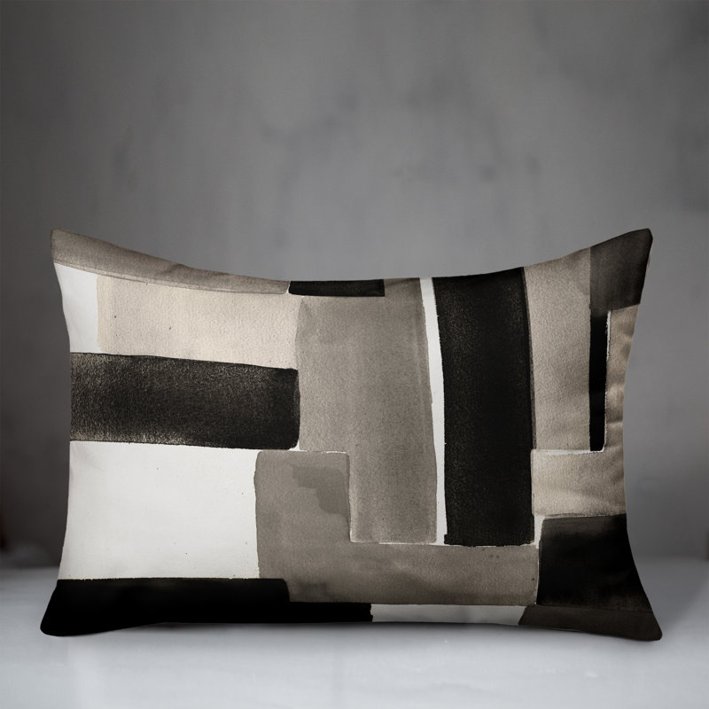 Dulzaides Abstract Outdoor Reversible Throw Pillow, Gray