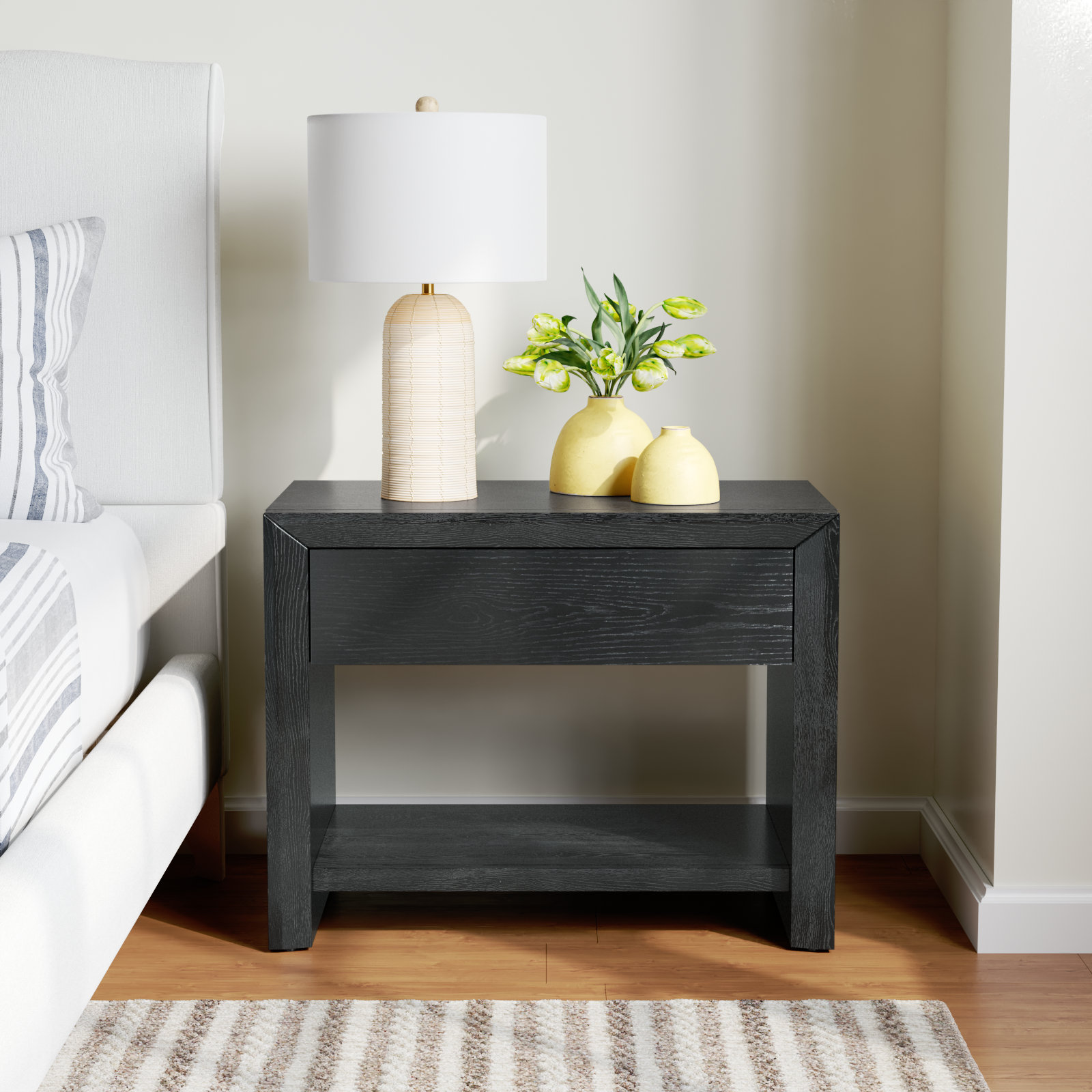 Wyat 1 Drawer Nightstand, Black