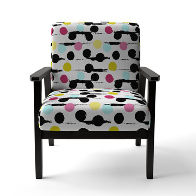 Fauteuil d'appoint rembourré à motifs multicolores à pois circulaires