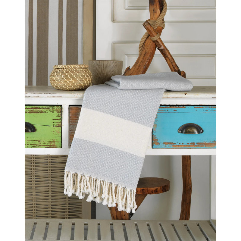 2-Pack Turkish Beach Towels, 100% Cotton Sand-Free Peshtemal Blanket, Grey