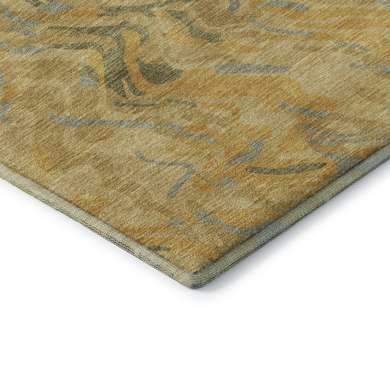 Premium Machine Washable Crumley AMF1038 Swirls Rug_AMF1038GO, Rectangle 10' x 14'