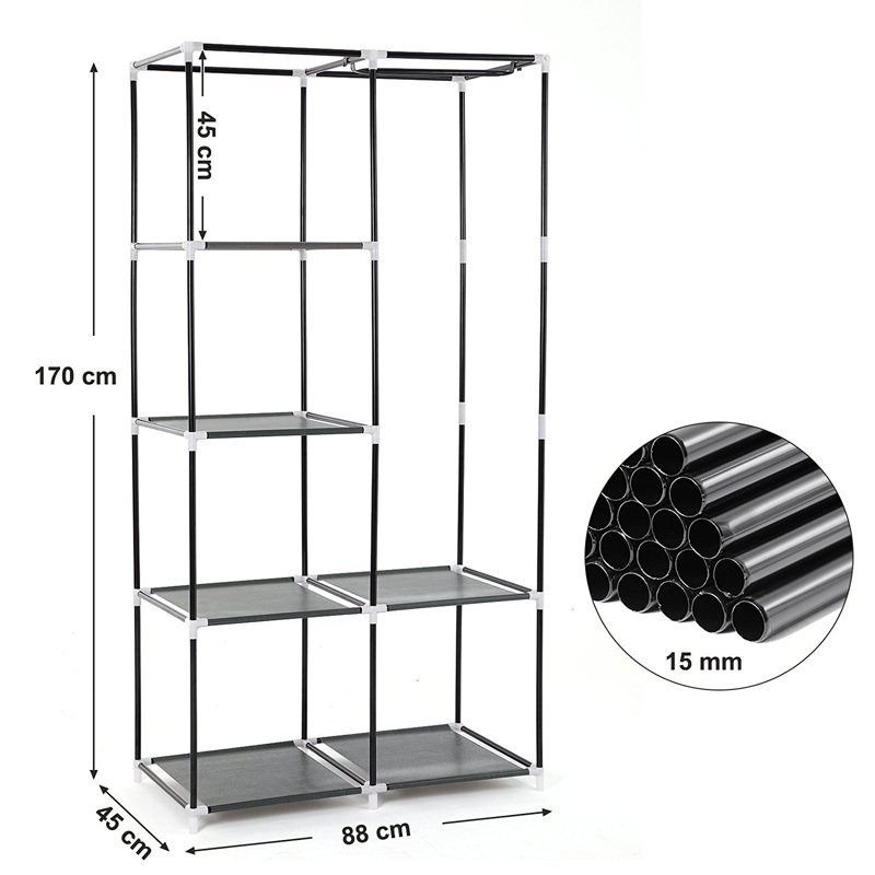 88cm Portable Wardrobe, Grey