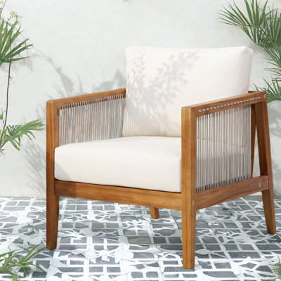 Chaises longues modernes de patio, chaise de corde de bois d'acacia pour la maison de patio