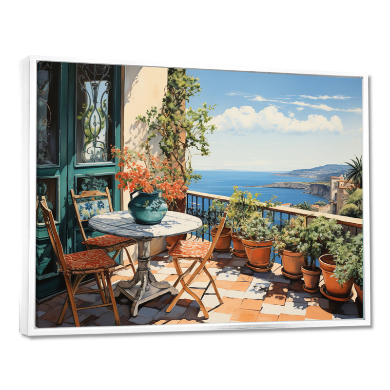 La Dolce Italian Coast I, 30" H x 40" W x 1.5" D, White Floater Framed