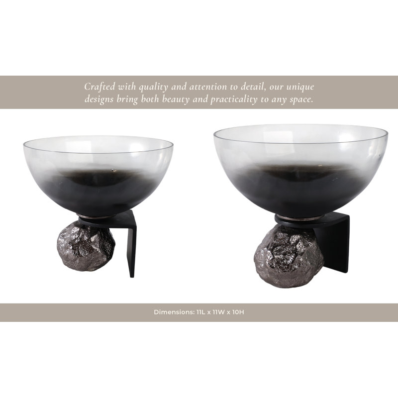 Handmade Glass Decorative Bowl, 10'' H X 11'' W X 11'' D