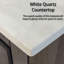 Meuble-lavabo double rustique 60 po L, plateau en quartz, surface de teinture miroir de 60 po, l 60 po avec rangement blanc