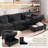 112" Oversized L-shaped Chenille Cloud Sectional Sofa – Modular Sleeper With Movable Storage Ottoman & Smart Charging-123031771