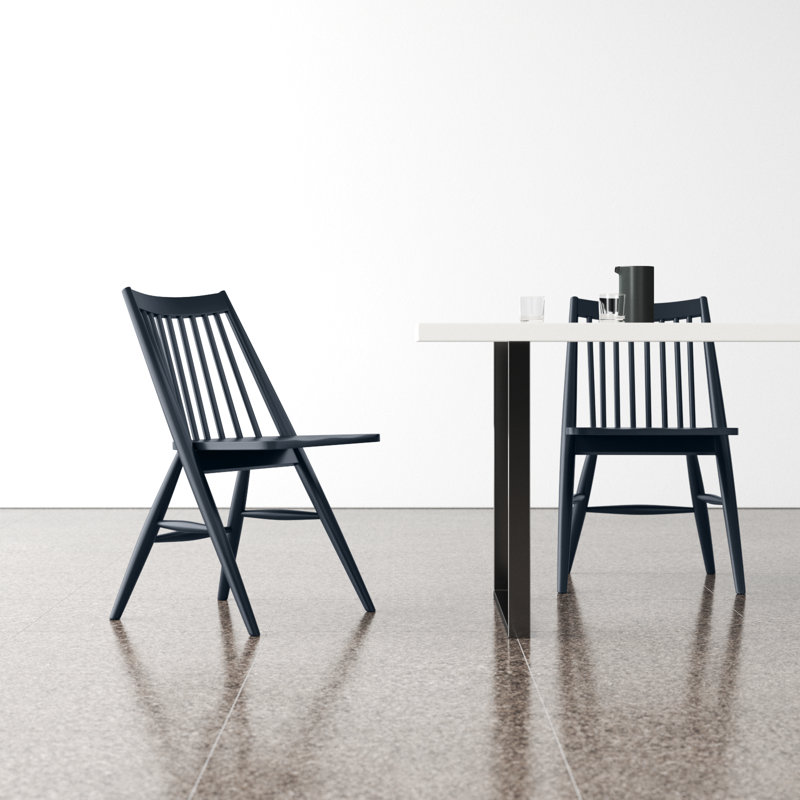 Kloss Solid Wood Slat Back Side Chair, Dark Gray