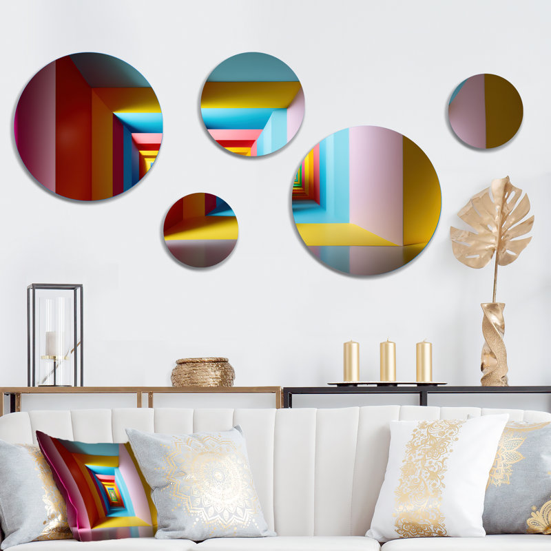 Décoration murale en métal pastel rectangulaire infini - Mid-Century moderne en métal