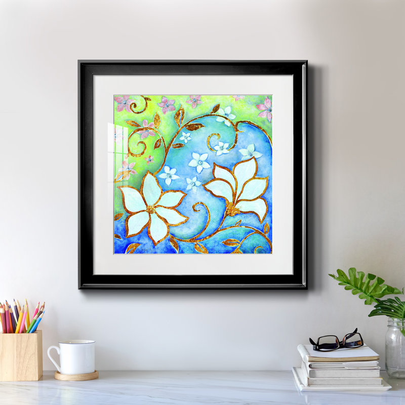Garden Fantasy II - peinture encadrée, H 17,5 po x l 17,5 po x P 1,5 po, Papier encadré noir