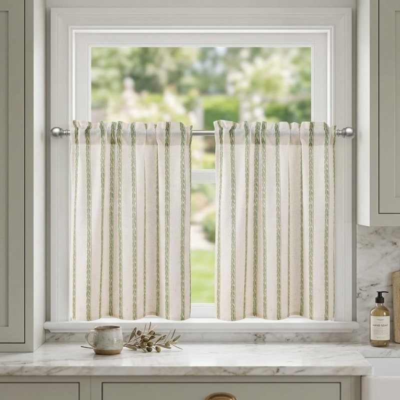 Linen Blend Floral Kitchen Curtain Kitchen Pelmet