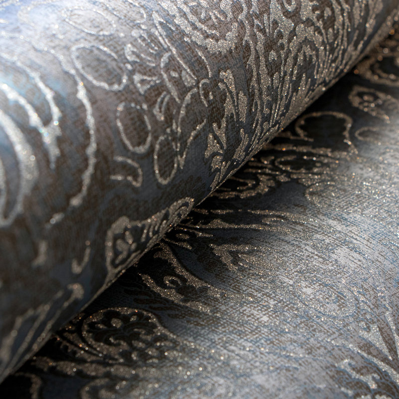 Adonea Aphrodite Glass Beads 3D Embossed 33' L x 21" W Wallpaper Roll, Midnight Blue