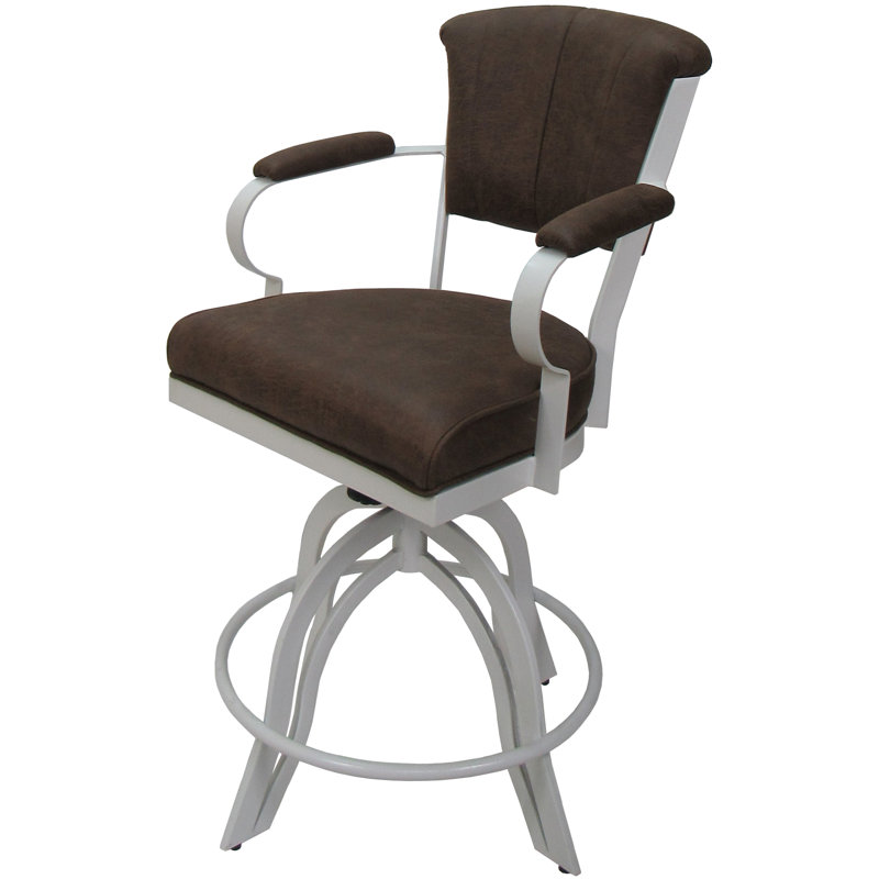 Raddie Swivel Metal Bar Stool 30" Seat, Gray, White