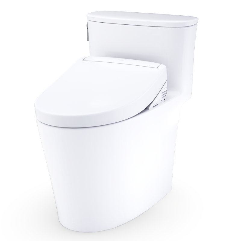TOTO Aurora 1G WASHLET+ S5 One-Piece Elongated 1.0 GPF Universal Height Toilet with CEFIONTECT, Cotton White - MW6863446CUFG#01