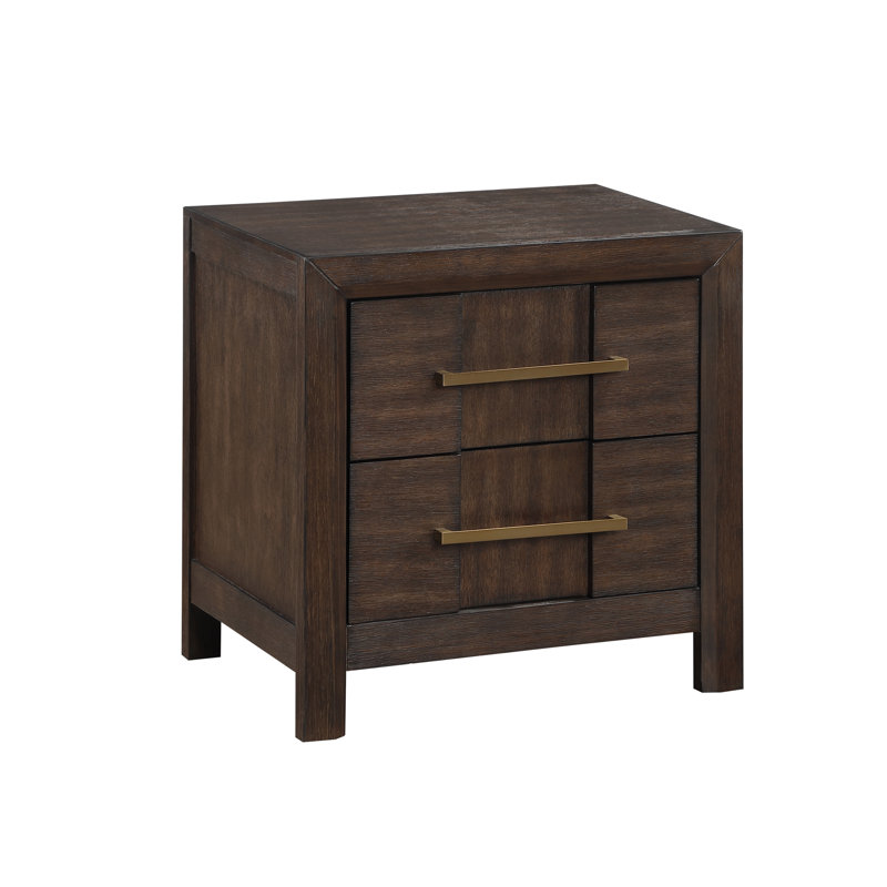Table de chevet pour chambre à coucher avec 2 tiroirs, Noyer
