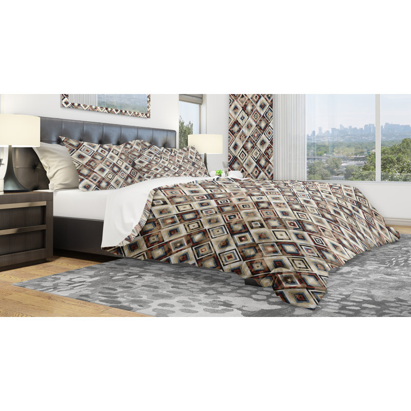 Ensemble de housse de couette à motif diamond designart, Housse de couette très grand + 2 taies décoratives