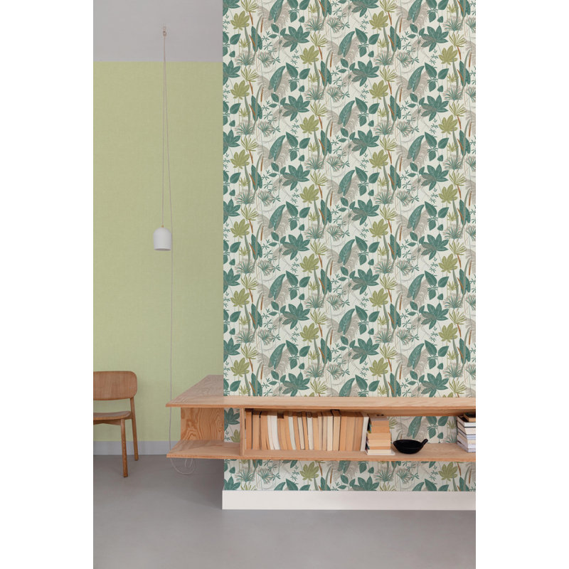 Rouleau de papier peint à motif de feuilles tropicales Bice Mix L 33 pi x l 21 po, Vert
