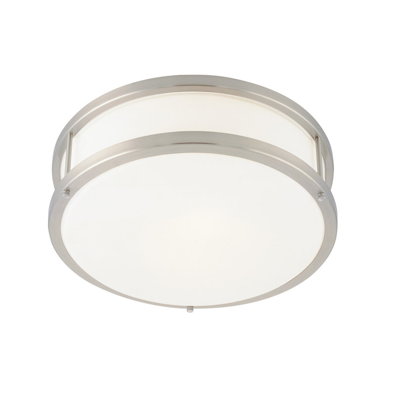 Plafonnier encastré en verre Tatom, Acier brossé, H 4,5 po x l 12 po x P 12 po, A-19 (DEL remplaçable)