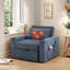 Fauteuil-lit 3 en 1 avec massage et chauffage, fauteuil convertible en lit avec dossier réglable, poches de rangement cachées, porte-gobelets, fauteuil-lit escamotable