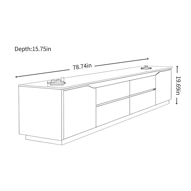 Meuble télé moderne et simple, Kaki / blanc, H 19,69 po x L 78,74 po x l 15,75 po